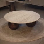 Travertin Couchtisch Wooden Mars