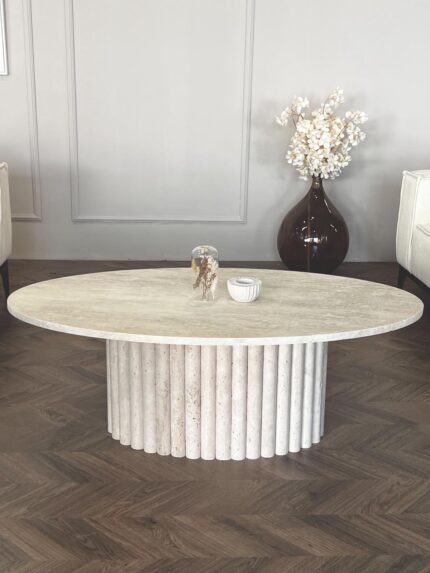 Travertin Couchtisch Ellipsea